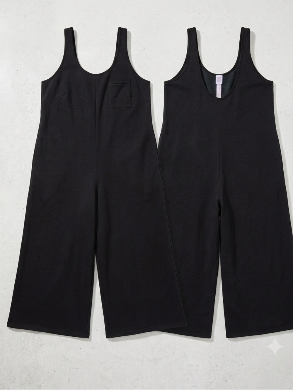 Savage X Fenty Xssential Black Tank Relaxed Wide-Leg Brushed Fleece Jumpsuit 3X